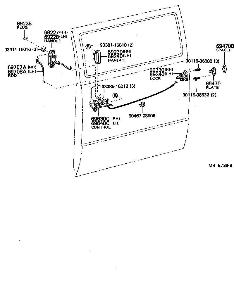 69080-95J01-06 HANDLE, REAR DOOR INSIDE, LH product image