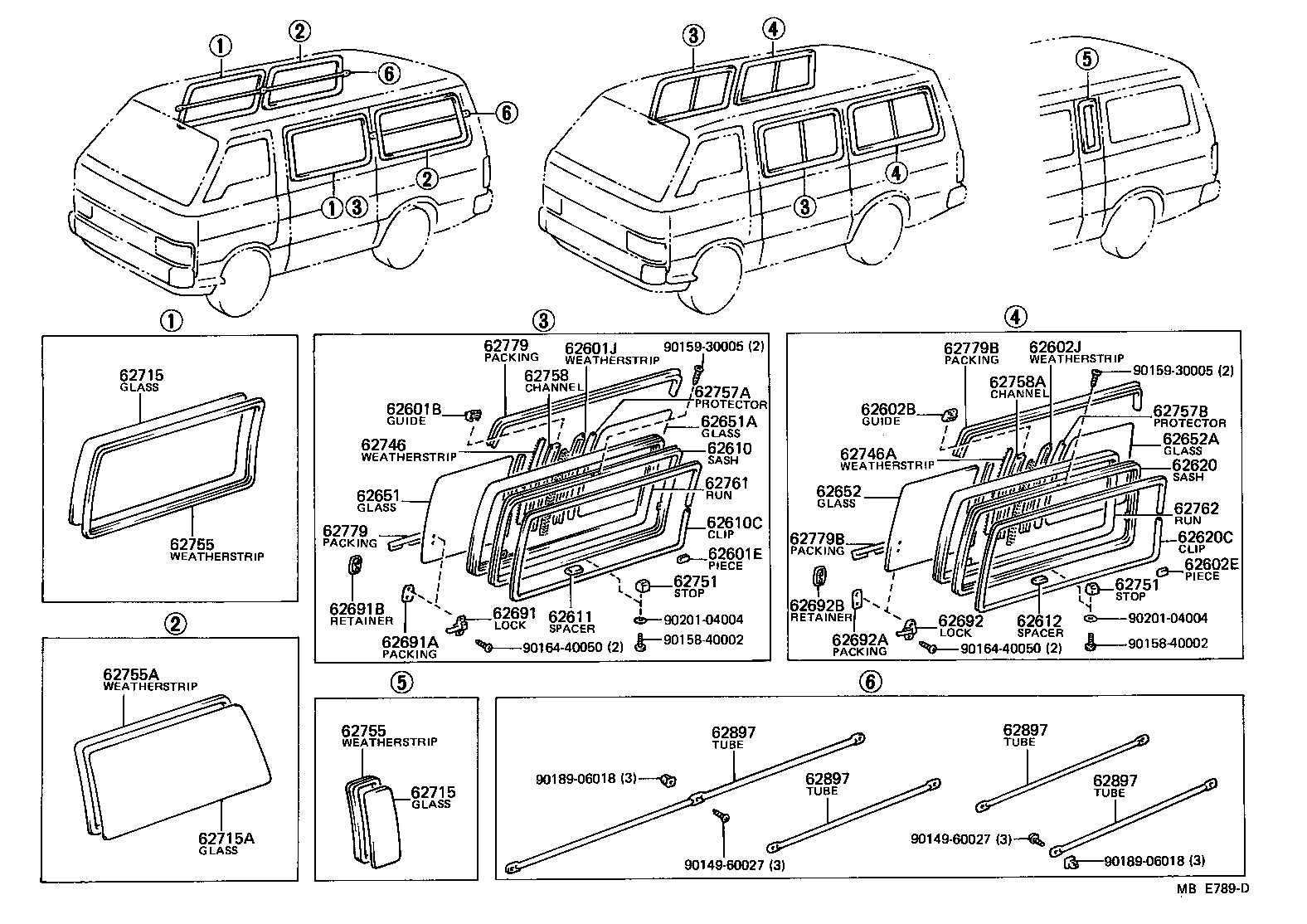 62221-90C01 GLASS, SIDE WINDOW, NO.1(FOR FIXED TYPE) product image
