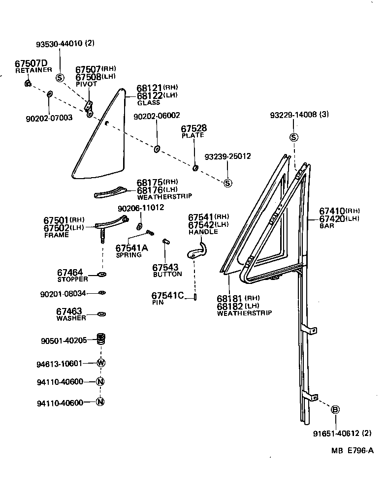 67501-95J00 BAR ASSY, FRONT DOOR WINDOW DIVISION, RH product image