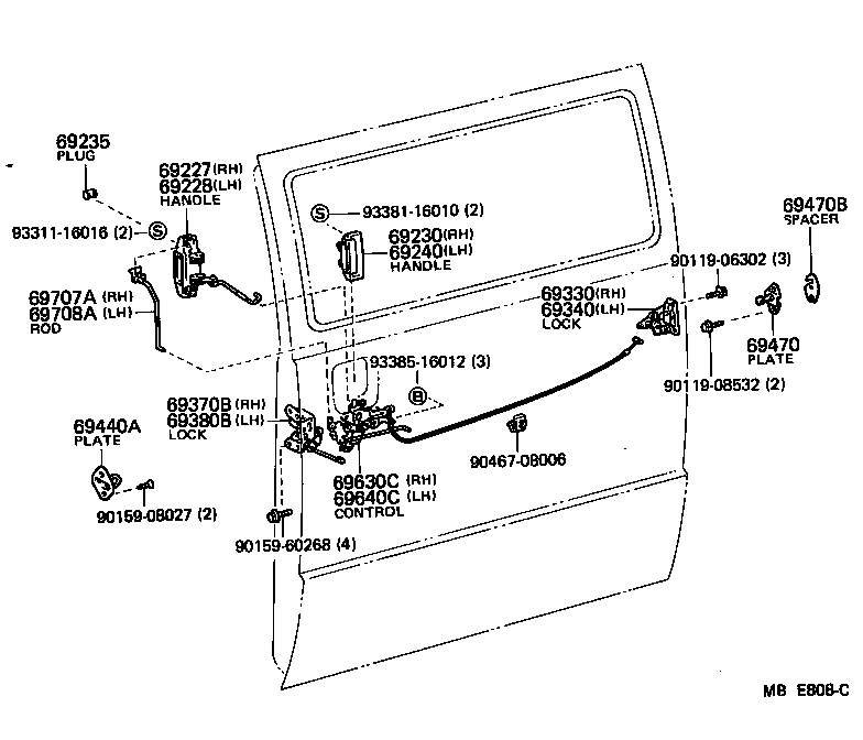 69080-95J02-06 HANDLE, REAR DOOR INSIDE, LH product image