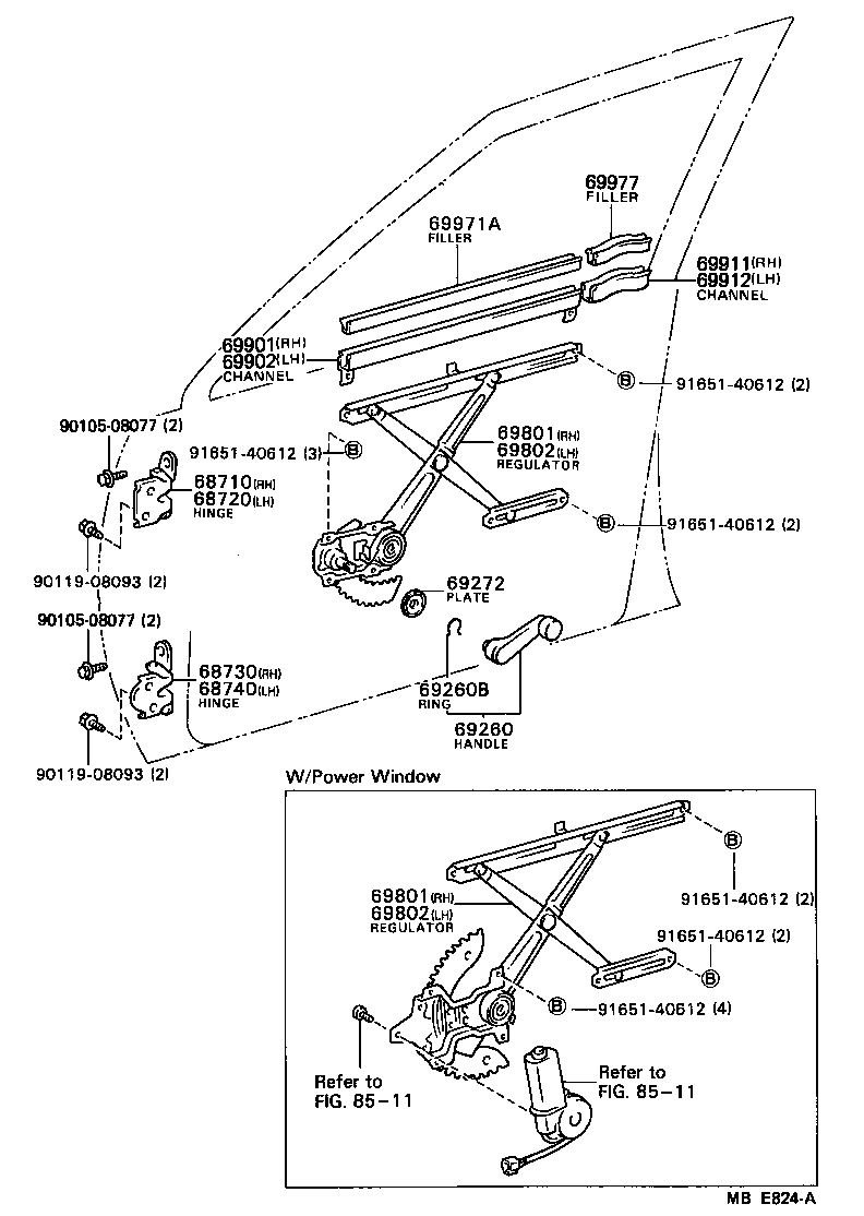 Toyota 69260-14020-03 HANDLE ASSY, FRONT DOOR WINDOW REGULATOR