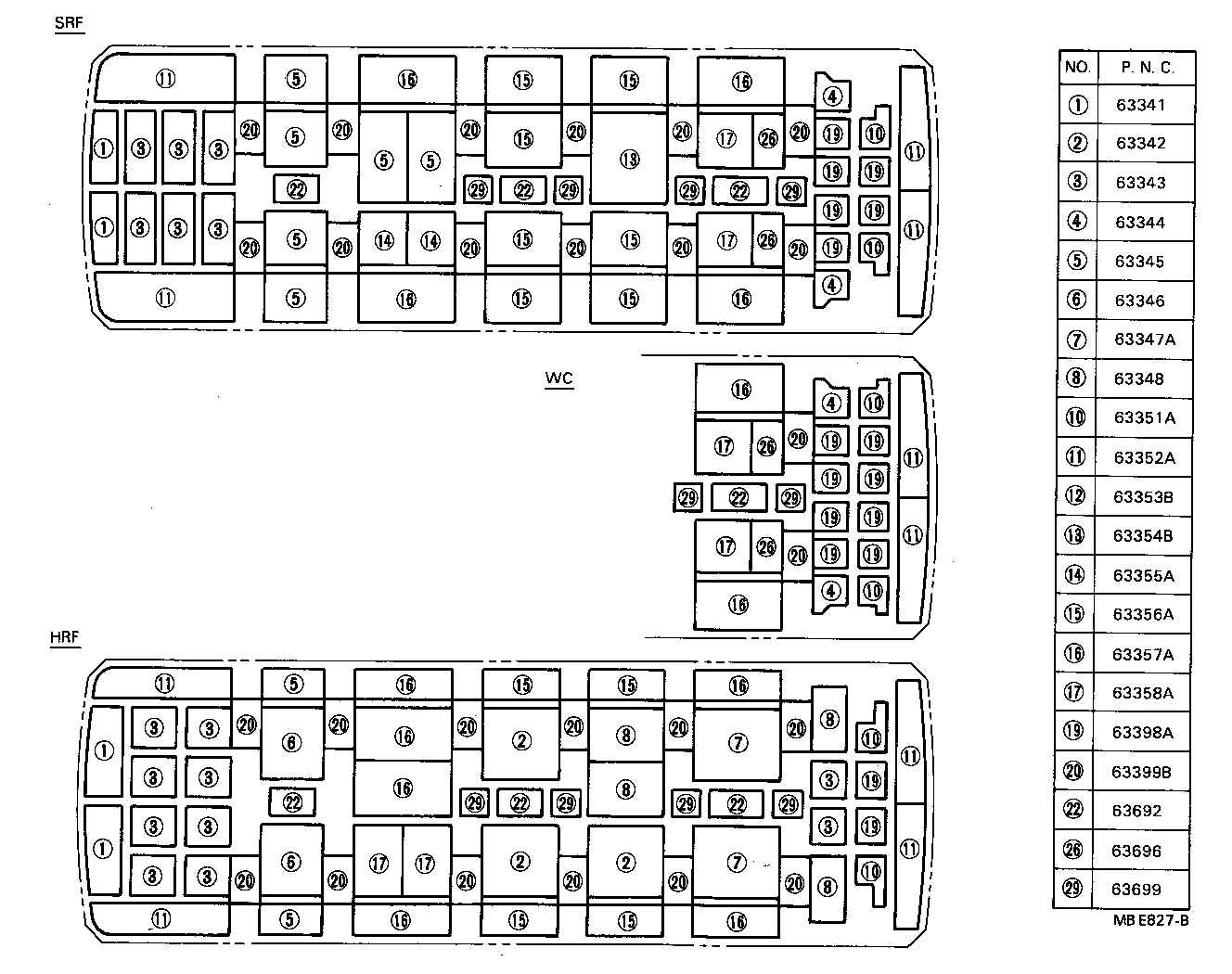 63363-90B08 SUPPORT, ROOF HEADLINING, NO.3 product image
