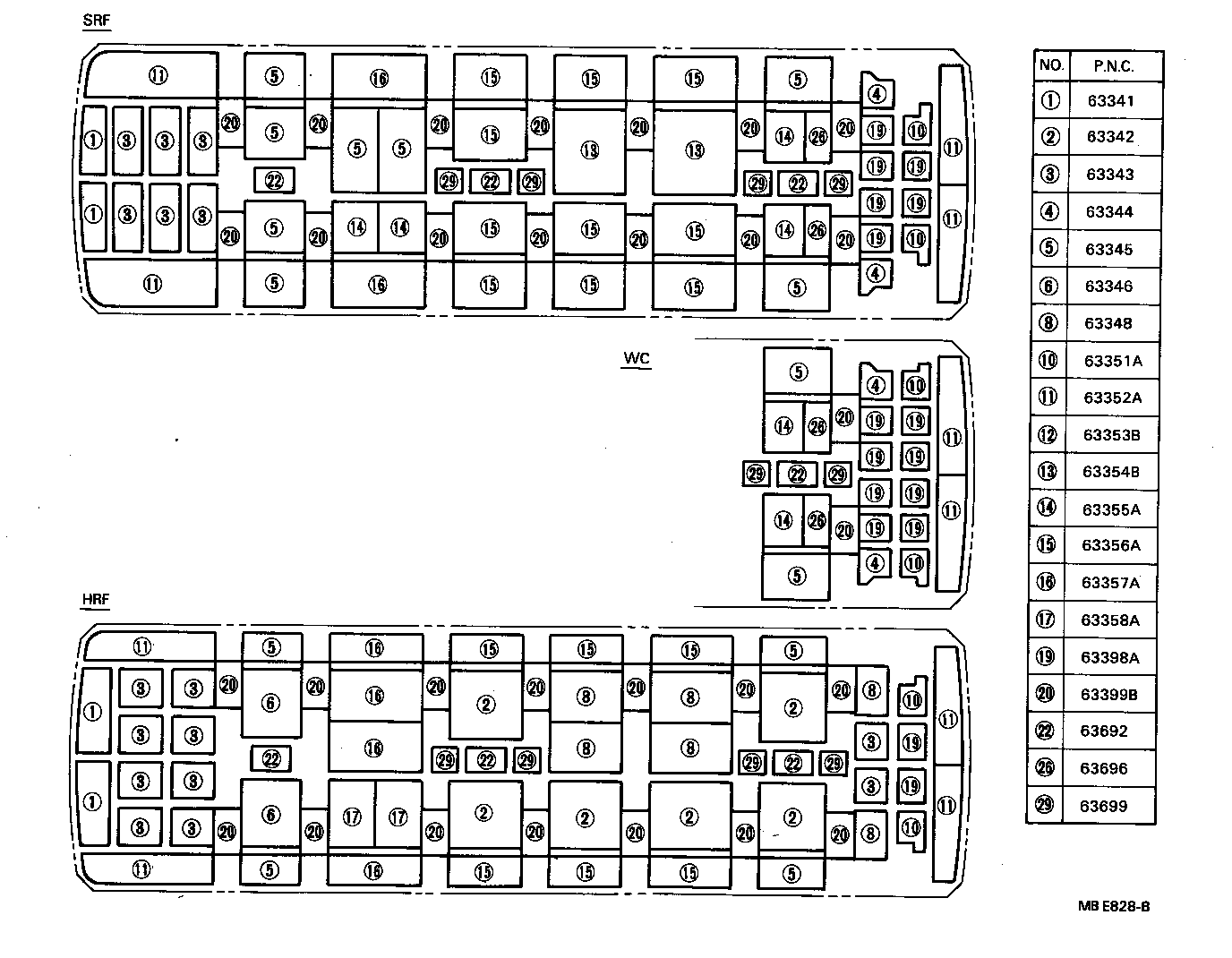 63363-90B08 SUPPORT, ROOF HEADLINING, NO.3 product image