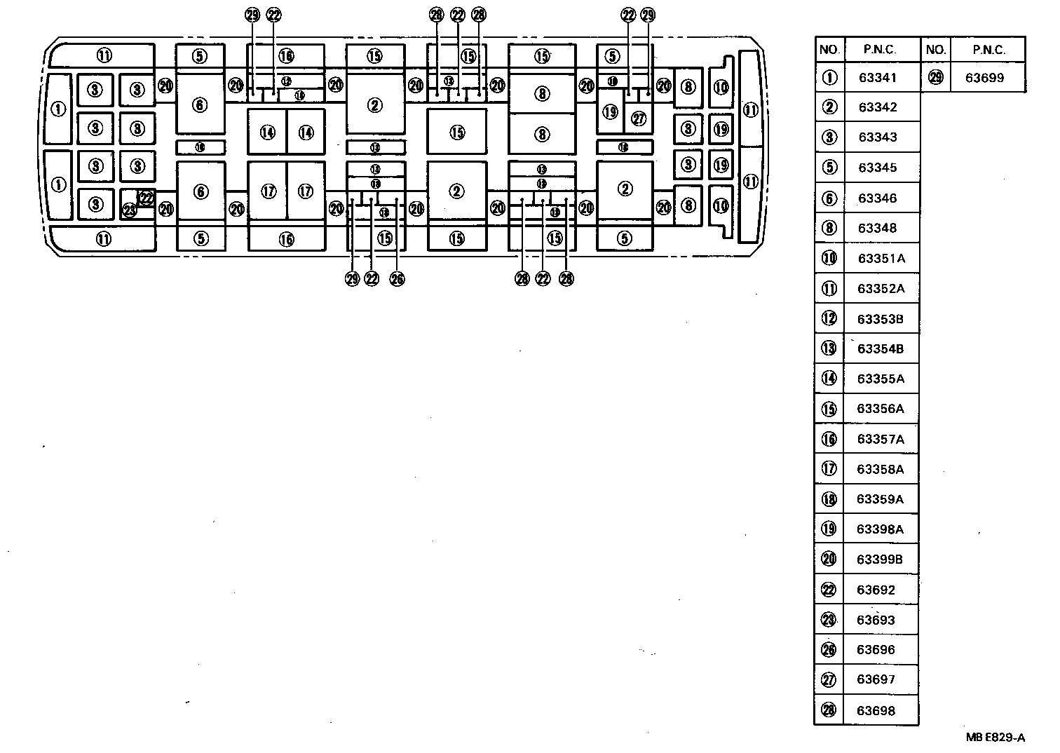 63363-90B08 SUPPORT, ROOF HEADLINING, NO.3 product image