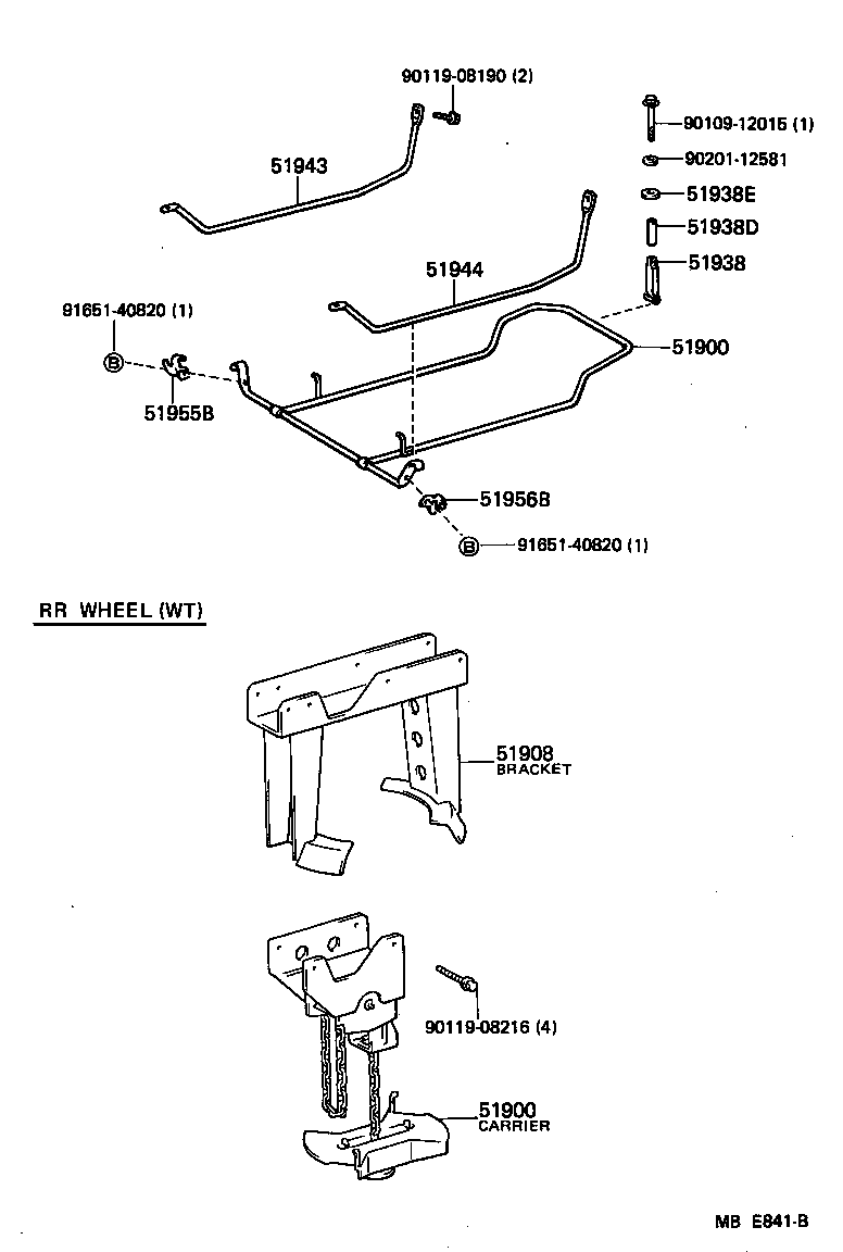 51943-26060 BRACKET, SPARE WHEEL CARRIER, NO.1 product image