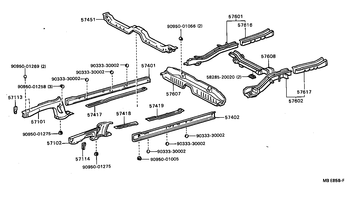 57102-20380 MEMBER SUB-ASSY, FRONT SIDE, LH product image