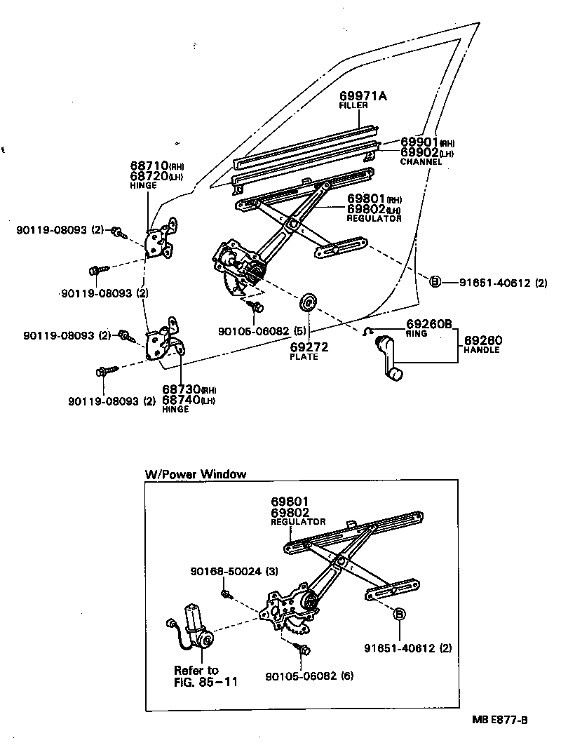 69820-20100 REGULATOR SUB-ASSY, FRONT DOOR WINDOW, LH product image