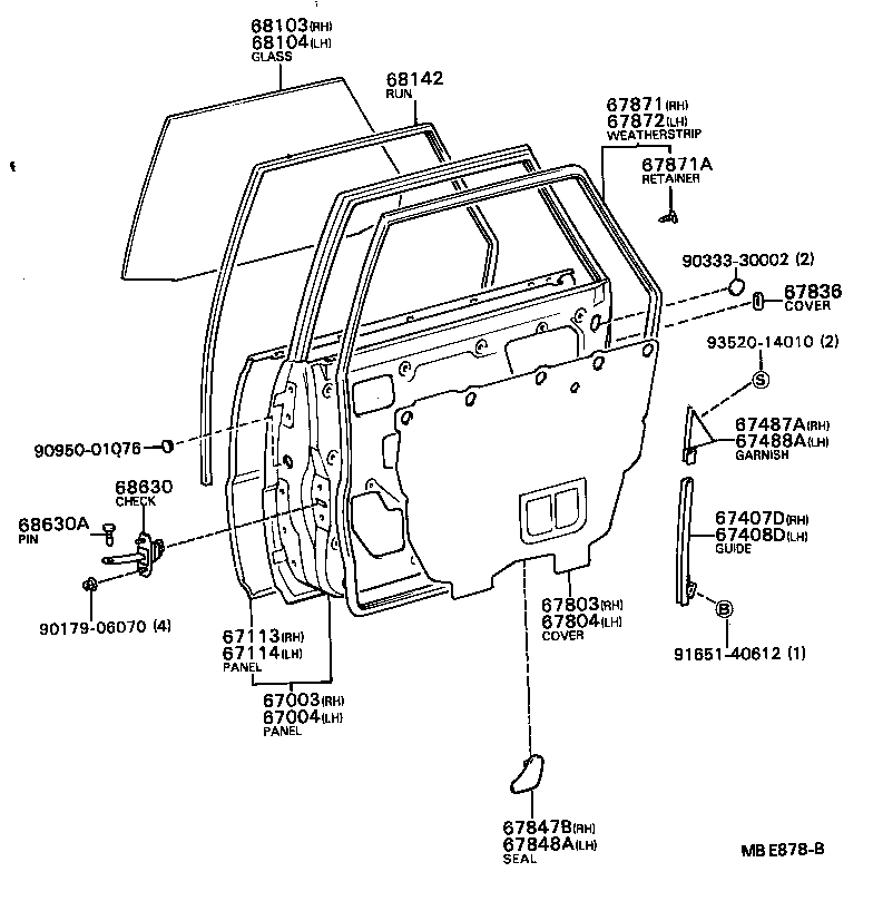 68114-20190 GLASS SUB-ASSY, REAR DOOR, LH product image