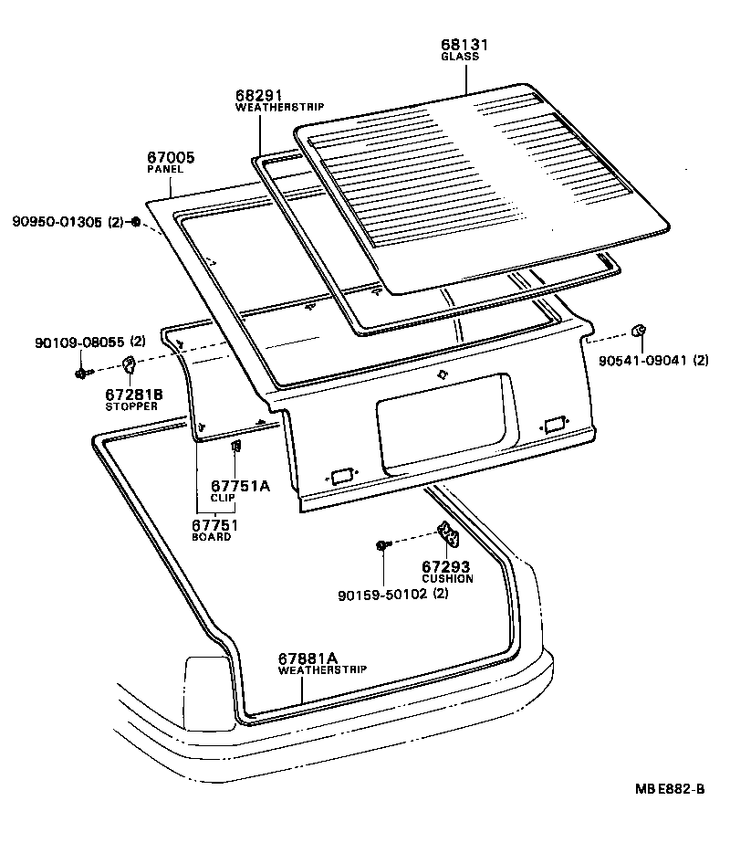 68131-20110 GLASS, BACK DOOR product image