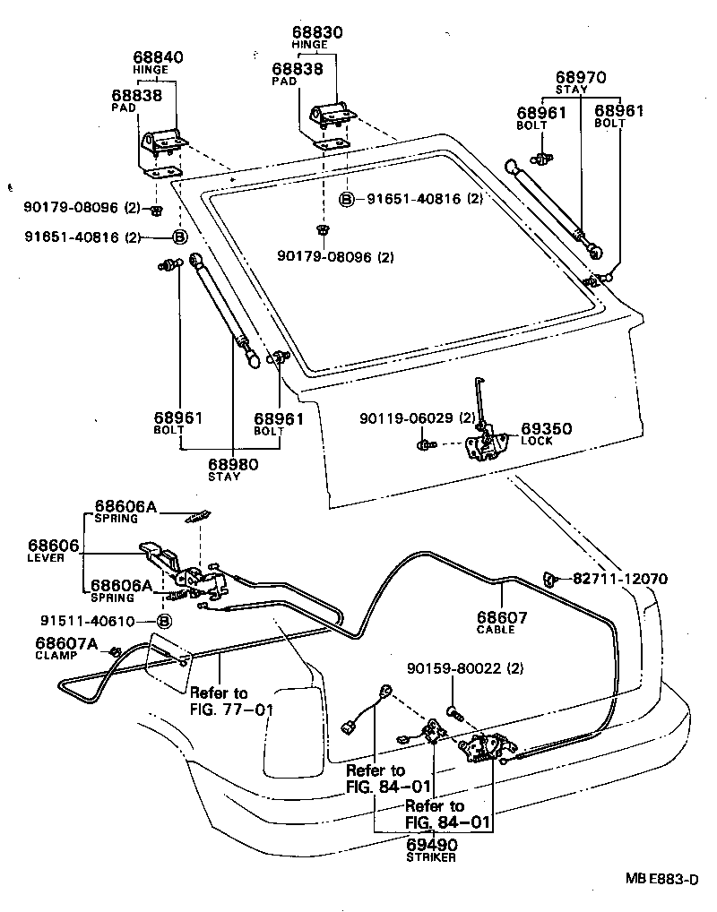 68950-29355 STAY ASSY, BACK DOOR, RH product image