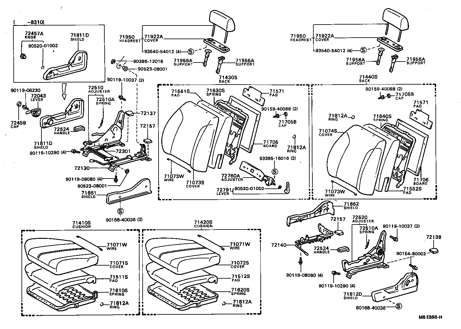 71640-20240 SPRING ASSY, FRONT SEAT BACK, LH(FOR SEPARATE TYPE) product image