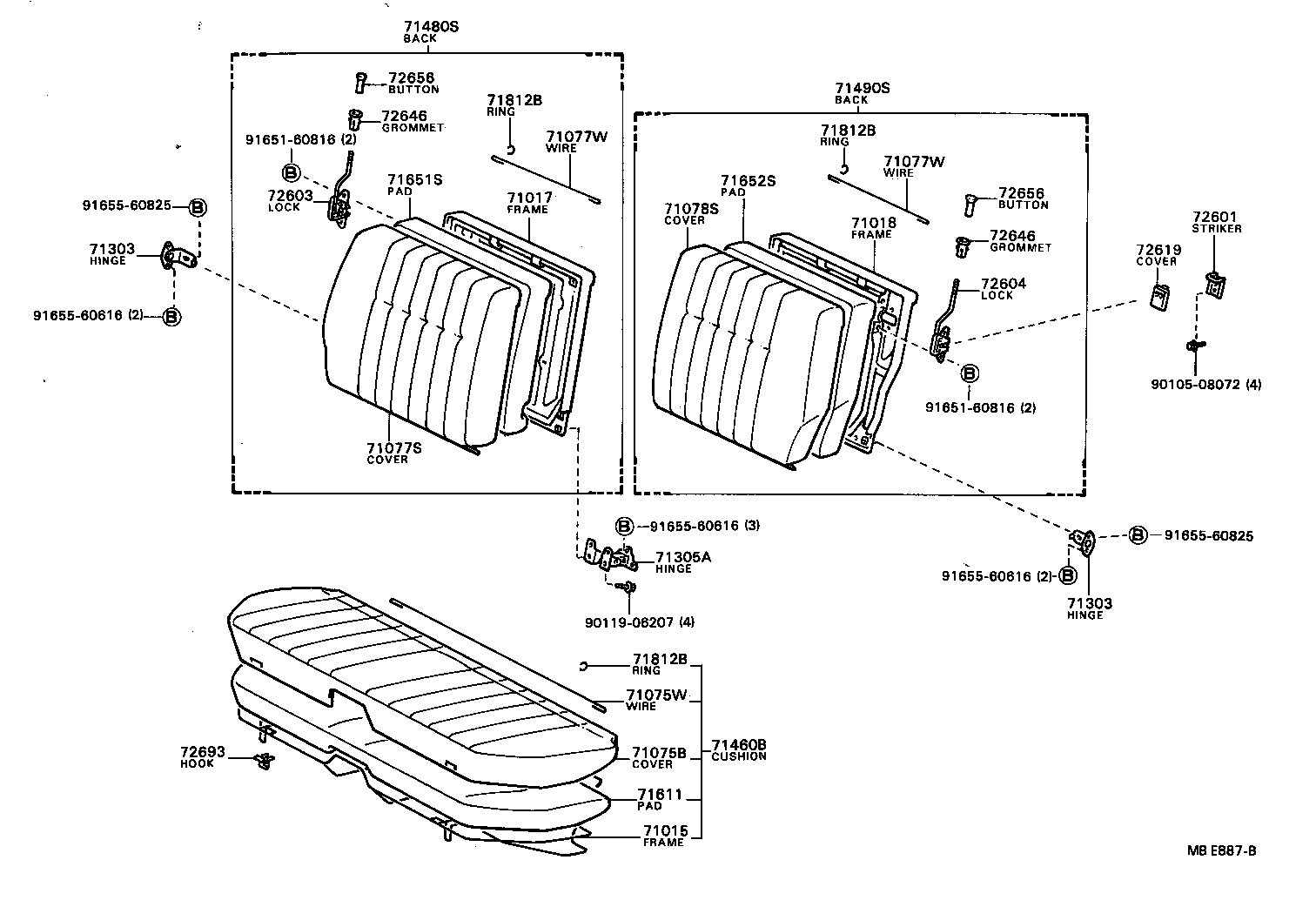 71015-20170 FRAME SUB-ASSY, REAR SEAT CUSHION product image