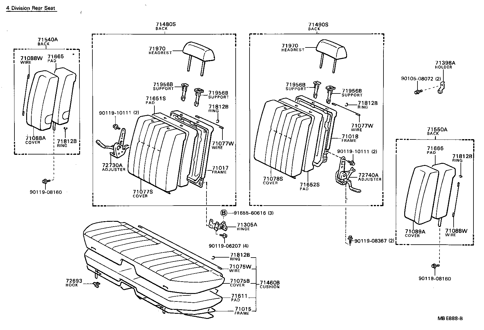 71015-20160 FRAME SUB-ASSY, REAR SEAT CUSHION product image