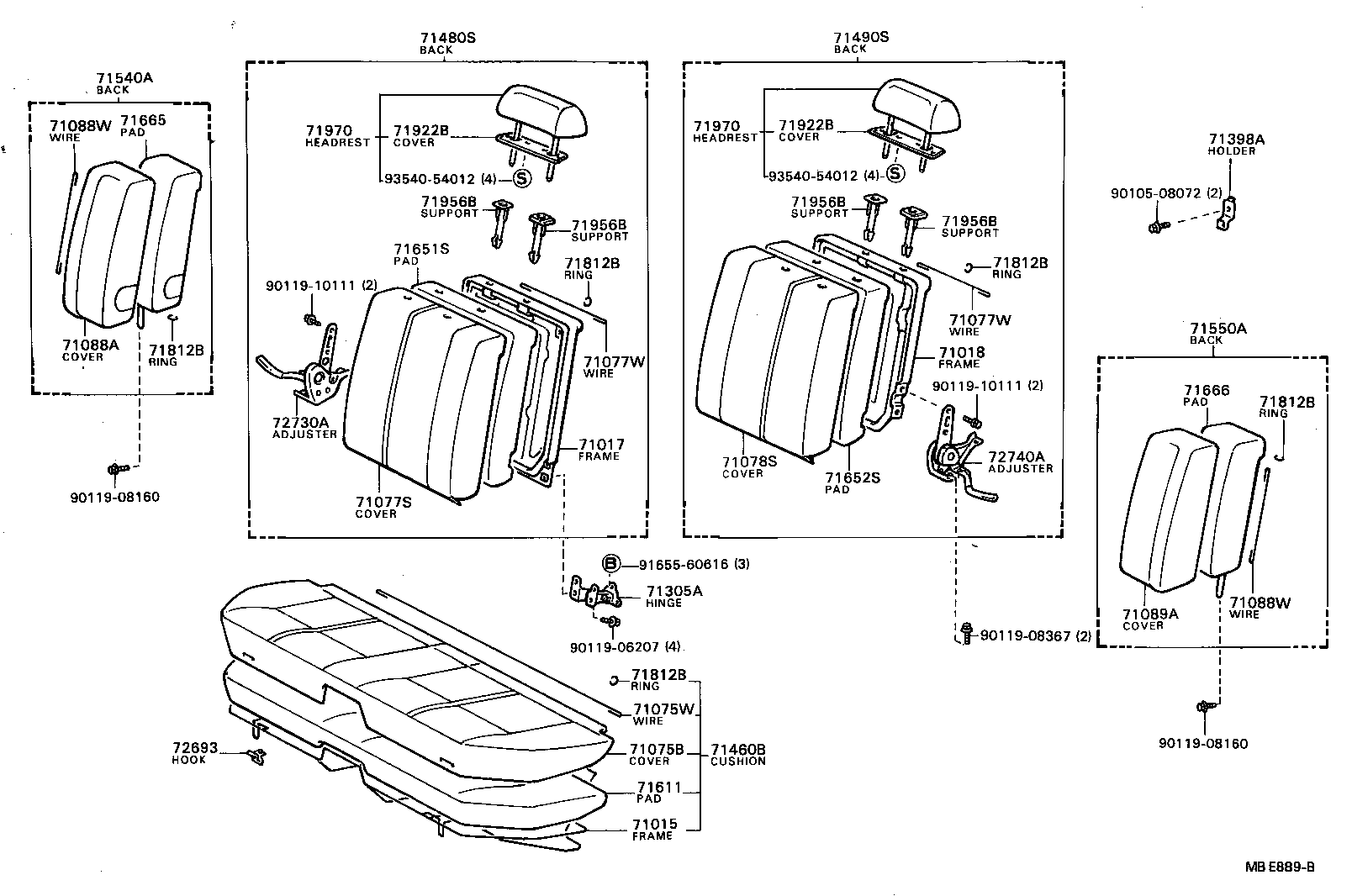 71015-20170 FRAME SUB-ASSY, REAR SEAT CUSHION product image