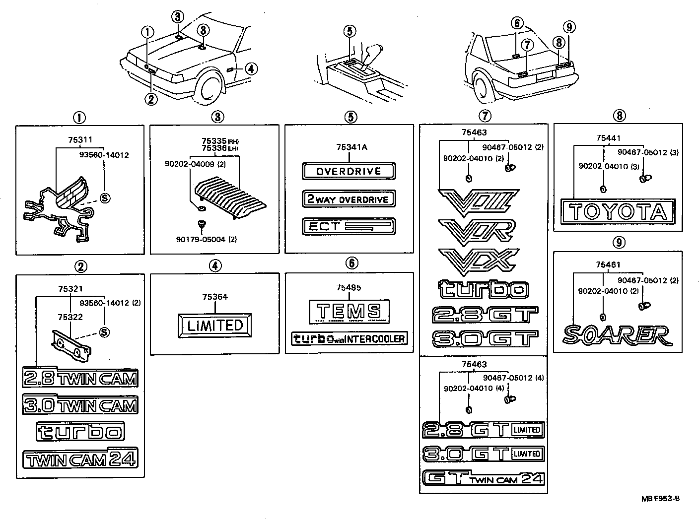 75312-29016 PLATE, RADIATOR GRILLE OR FRONT PANEL NAME product image