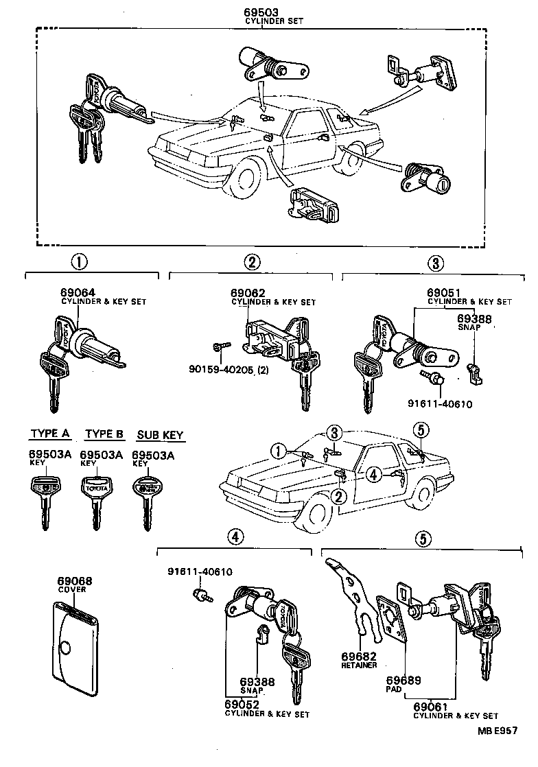 69005-24020 CYLINDER SET, LOCK product image