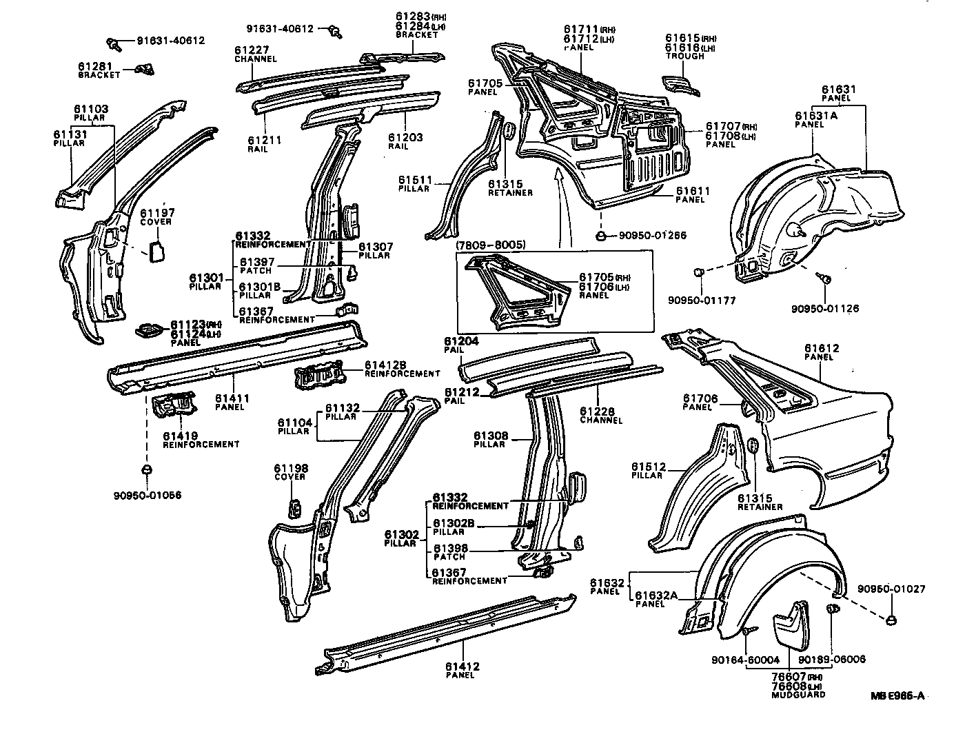 61202-95500 RAIL SUB-ASSY, ROOF SIDE, LH product image