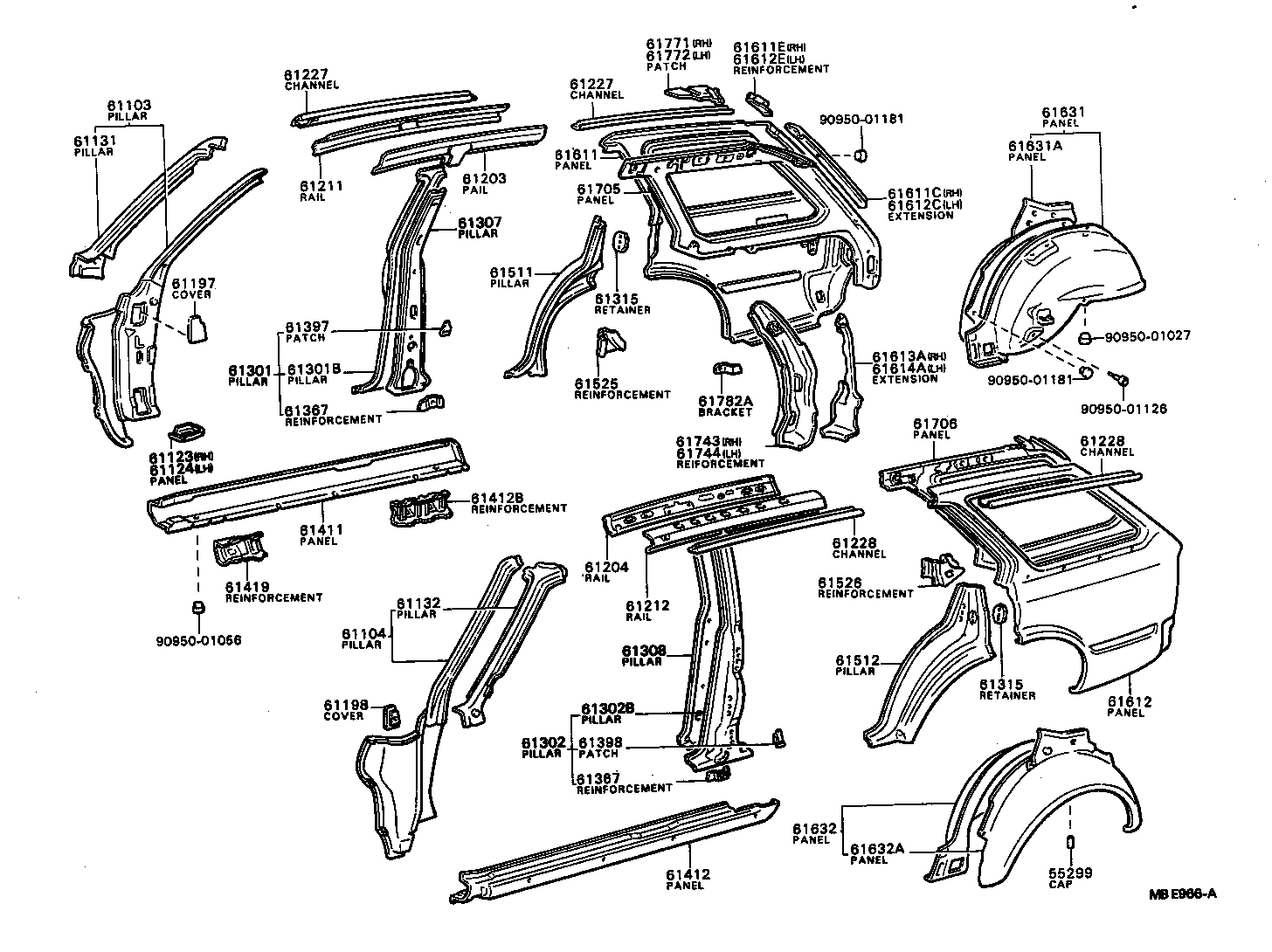 61202-95500 RAIL SUB-ASSY, ROOF SIDE, LH product image