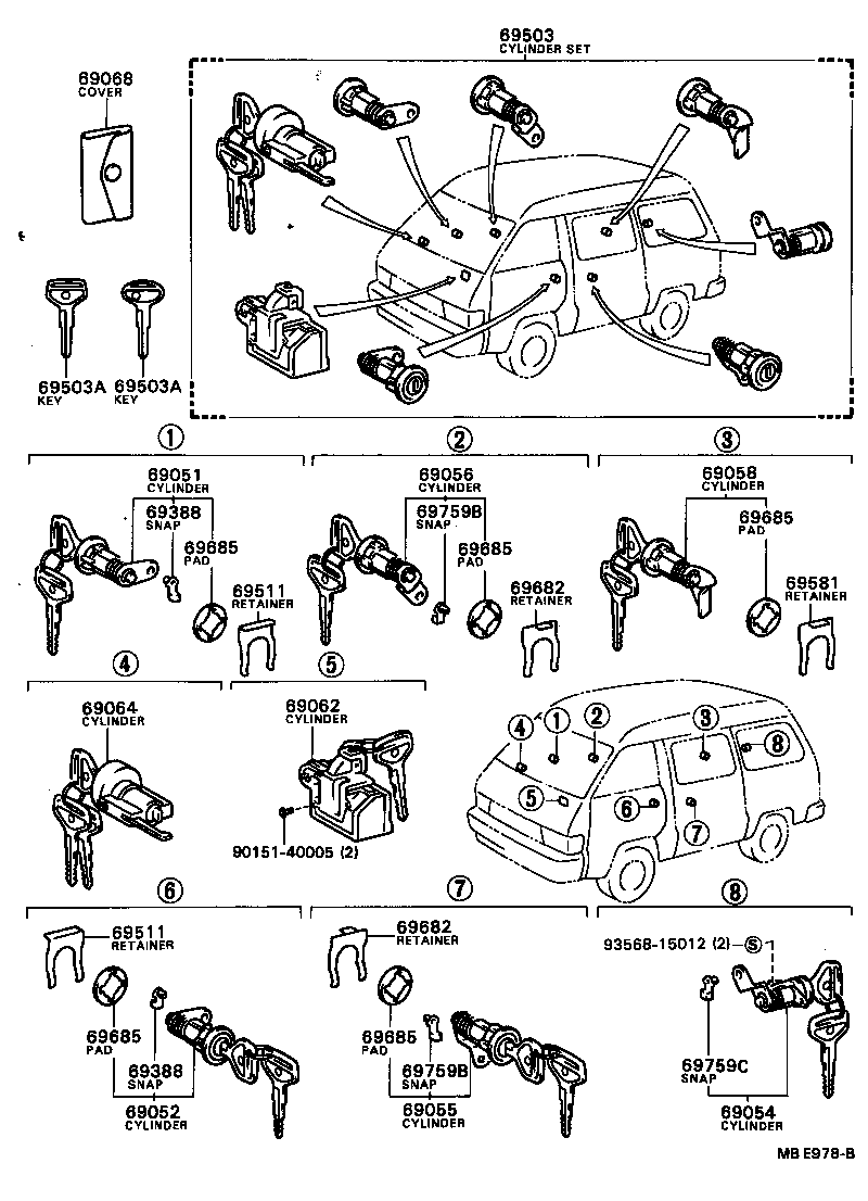 69005-87023 CYLINDER SET, LOCK product image