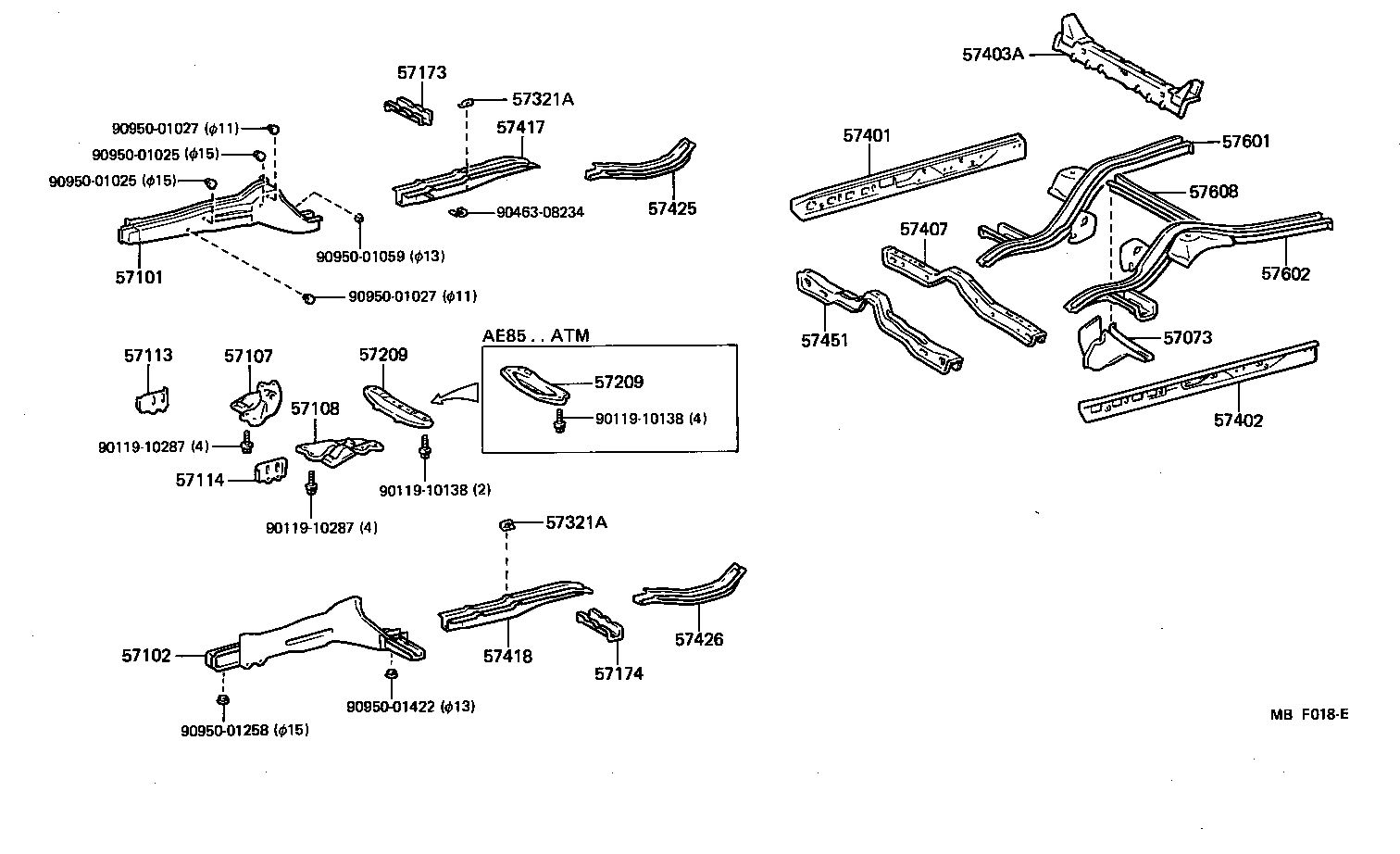 57602-12914 MEMBER SUB-ASSY, REAR FLOOR SIDE, LH product image