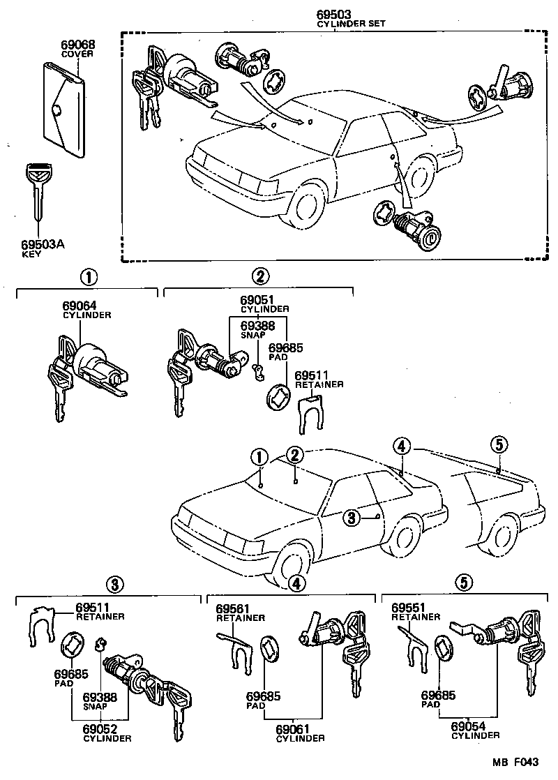 69005-1A090 CYLINDER SET, LOCK product image
