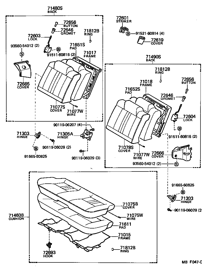 71202-12080 FRAME SUB-ASSY, REAR SEAT BACK, RH product image
