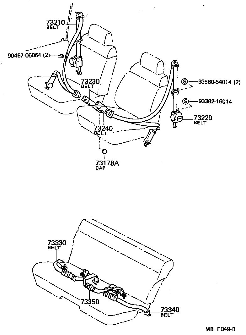 73350-12070-01 BELT ASSY, REAR SEAT LAP TYPE, CENTER product image