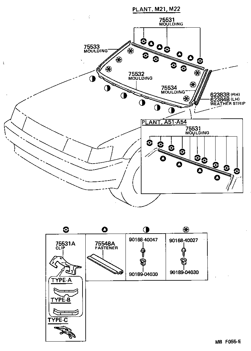 75534-12150 MOULDING, WINDSHIELD, OUTSIDE LH product image