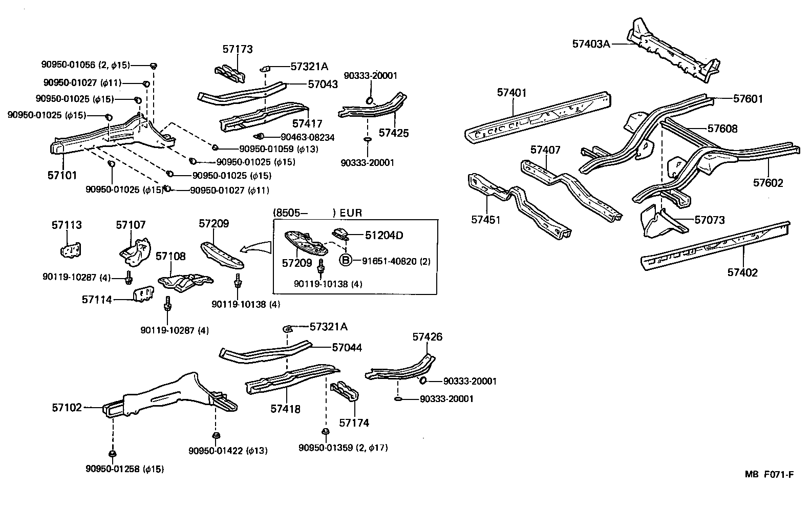 57017-12010 REINFORCEMENT SUB-ASSY, FRONT SIDE MEMBER, REAR LH product image