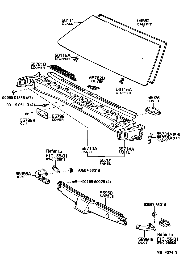 56115-12010 STOPPER, WINDSHIELD GLASS, NO.1 product image