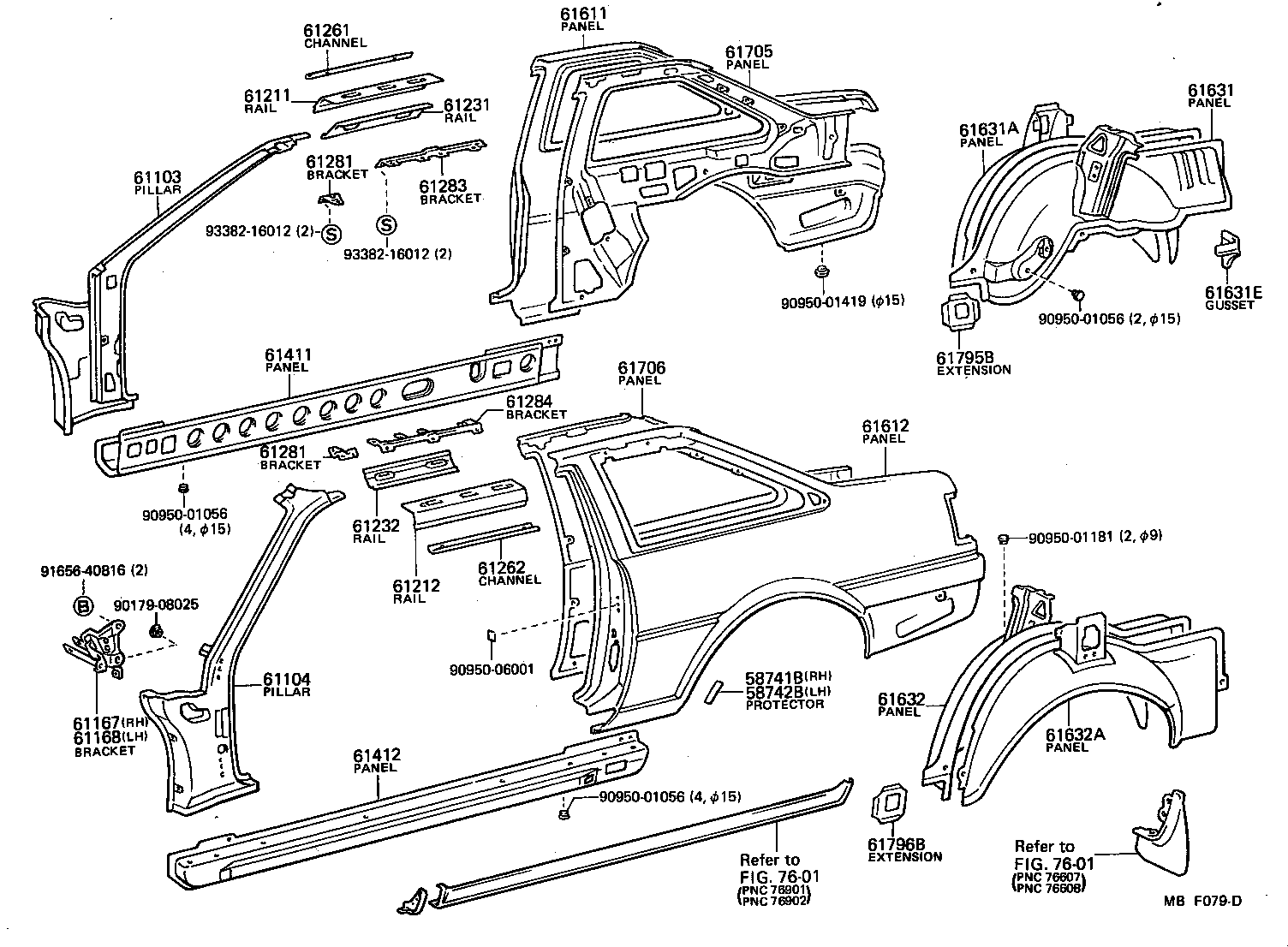 61631-12909 PANEL, QUARTER WHEEL HOUSE, OUTER RH product image