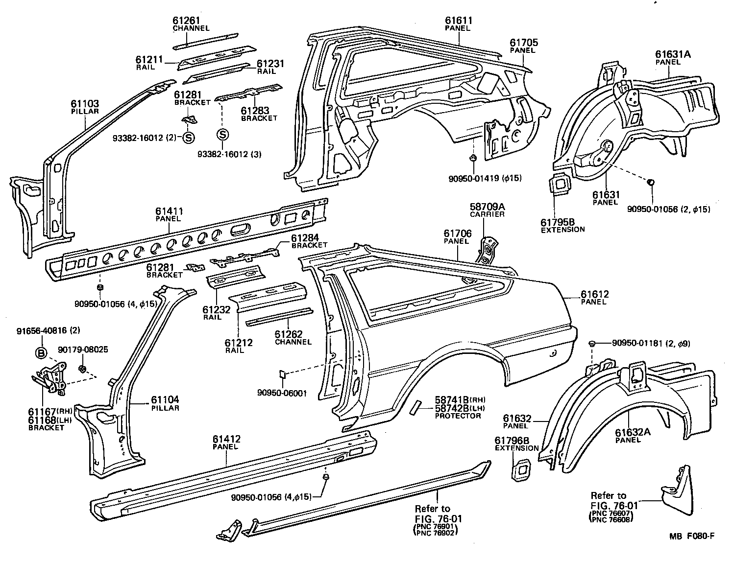 61631-12909 PANEL, QUARTER WHEEL HOUSE, OUTER RH product image