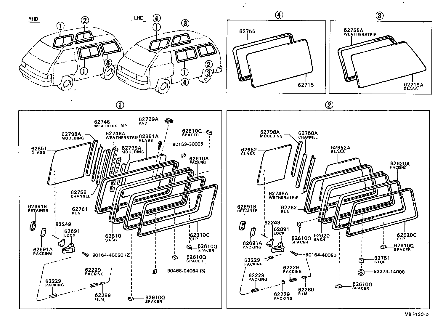 62113-87009 GLASS, SIDE WINDOW, NO.1, REAR (FOR SLIDE TYPE) product image