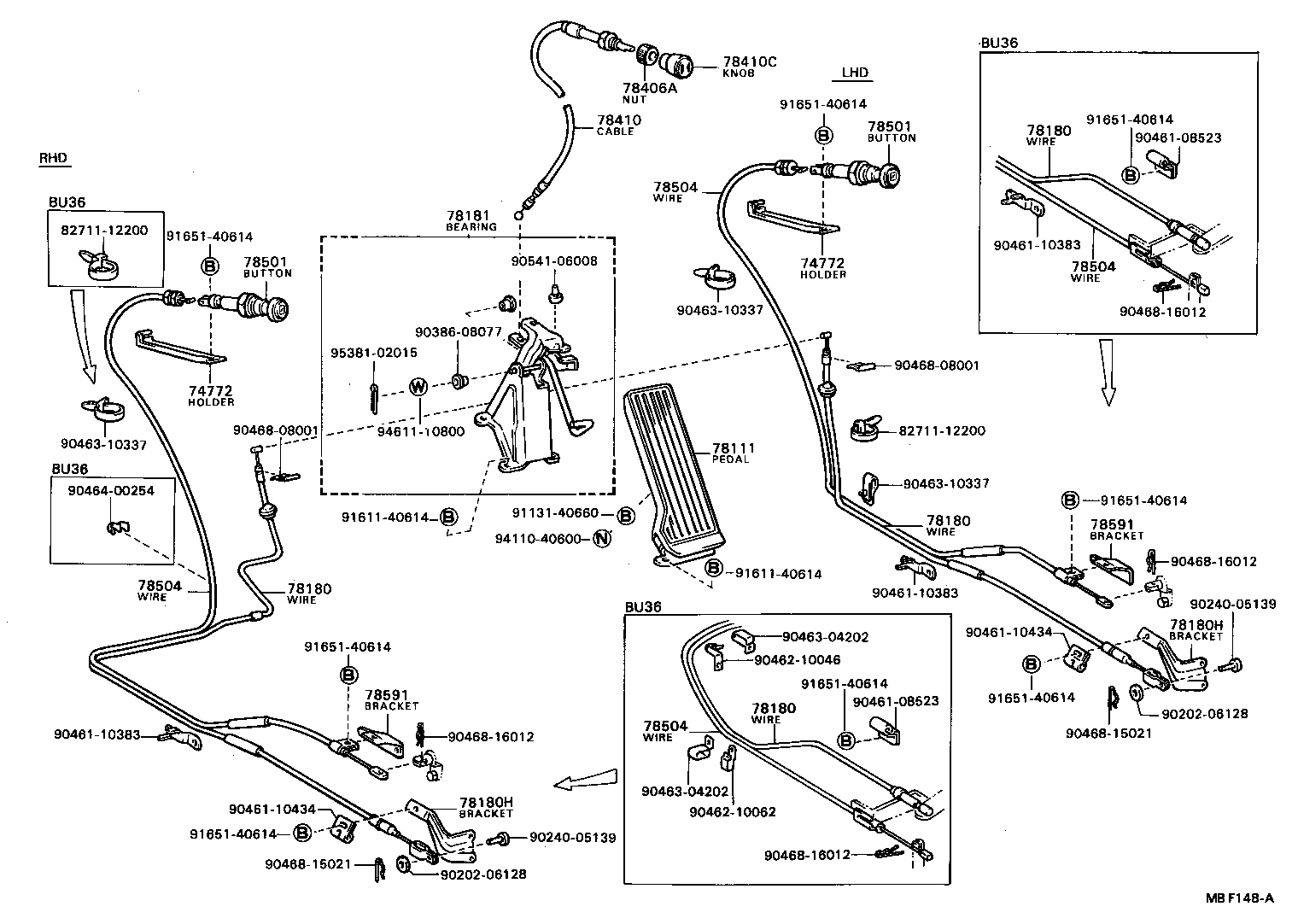 78184-95401 BRACKET, ACCELERATOR CONTROL CABLE product image