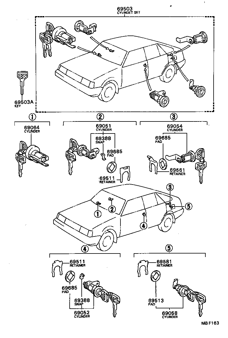 69005-12581 CYLINDER SET, LOCK product image