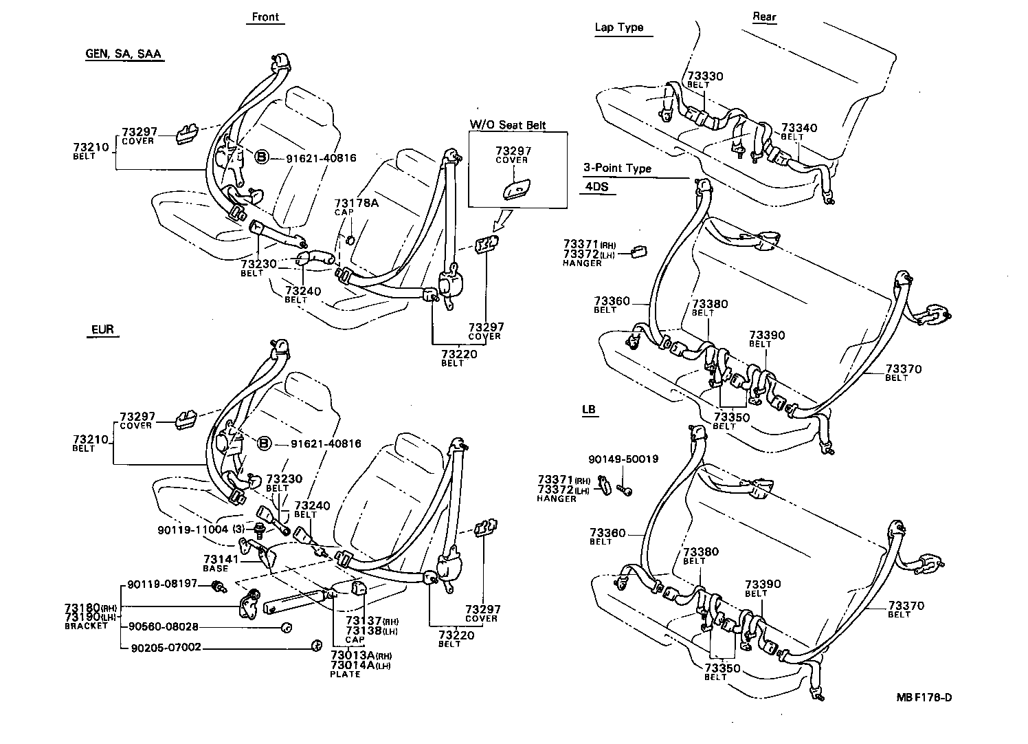 73012-12020 BRACKET ASSY, SEAT BELT INNER ANCHOR, LH product image