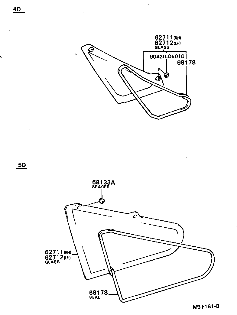 62711-12480 GLASS, QUARTER WINDOW, RH product image