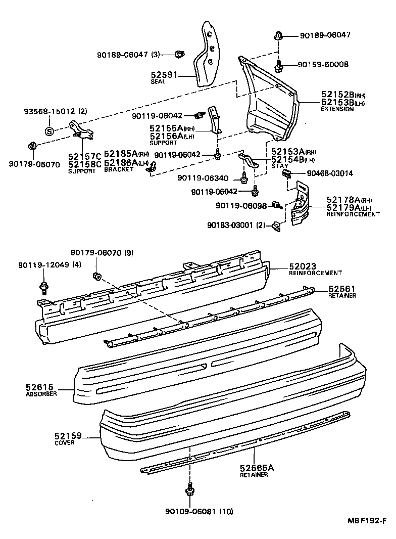 Toyota 52157-12080 SUPPORT, REAR BUMPER SIDE, NO.2 RH