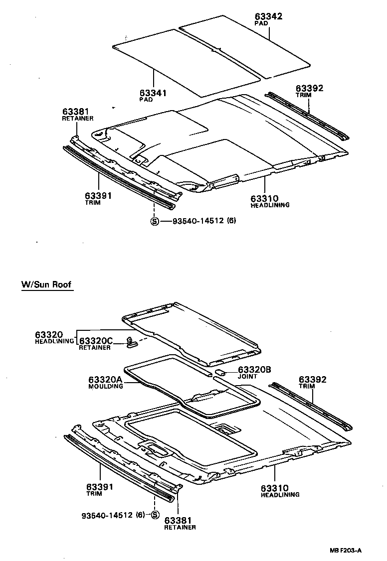 63310-12730 HEADLINING ASSY, ROOF product image