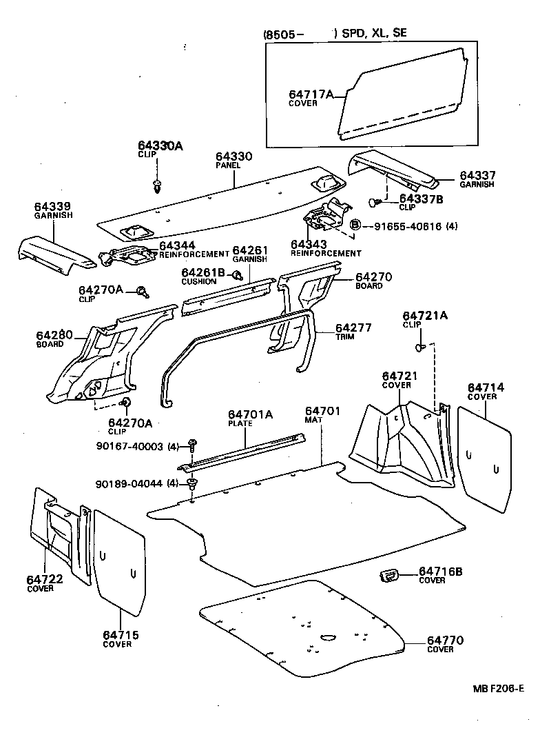 64722-12030 COVER, LUGGAGE COMPARTMENT TRIM, INNER LH product image