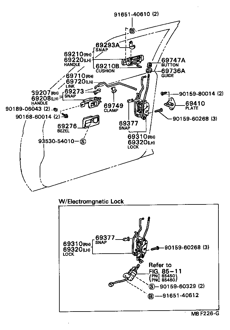 69320-12230 LOCK ASSY, FRONT DOOR, LH product image