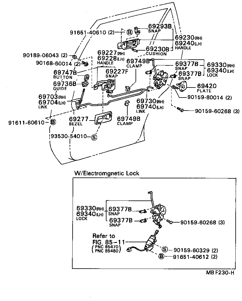 69340-12150 LOCK ASSY, REAR DOOR, LH product image