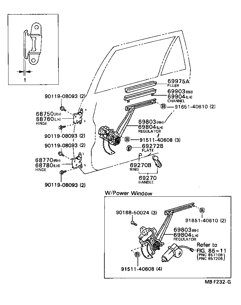 69840-12090 REGULATOR SUB-ASSY, REAR DOOR WINDOW, LH product image