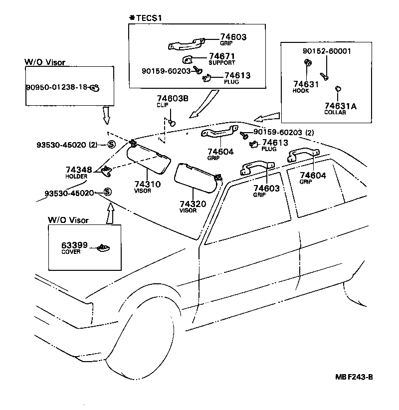 74310-12410 VISOR ASSY, RH product image