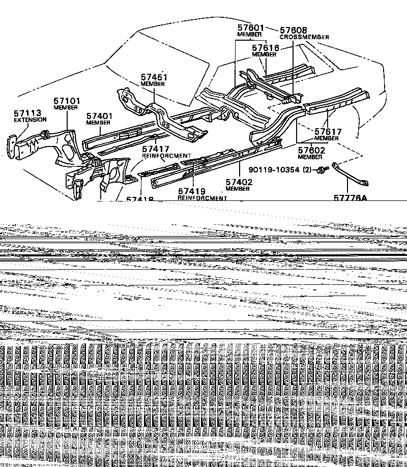 57601-12460 MEMBER SUB-ASSY, REAR FLOOR SIDE, RH product image