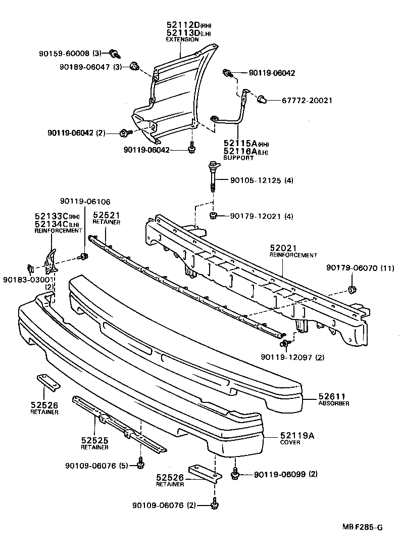 Toyota 52611-12100 ABSORBER, FRONT BUMPER ENERGY