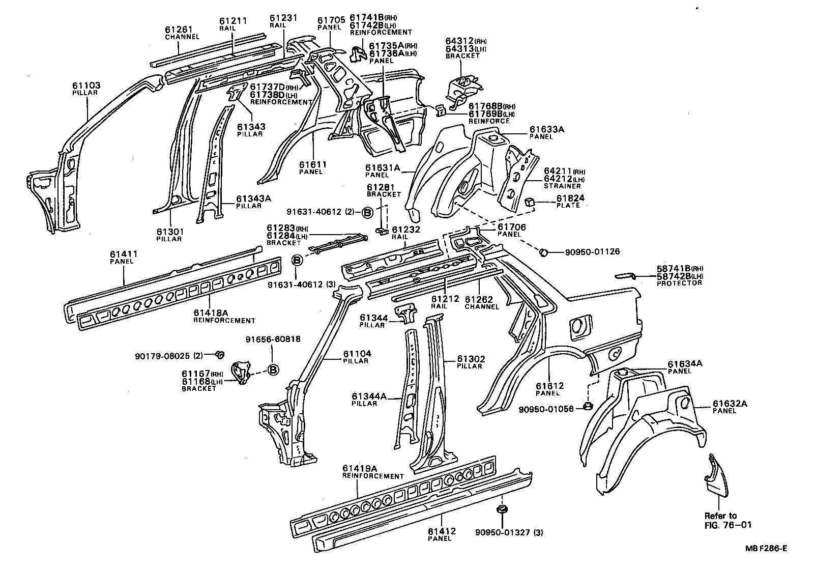 61601-12911 PANEL, QUARTER, RH product image