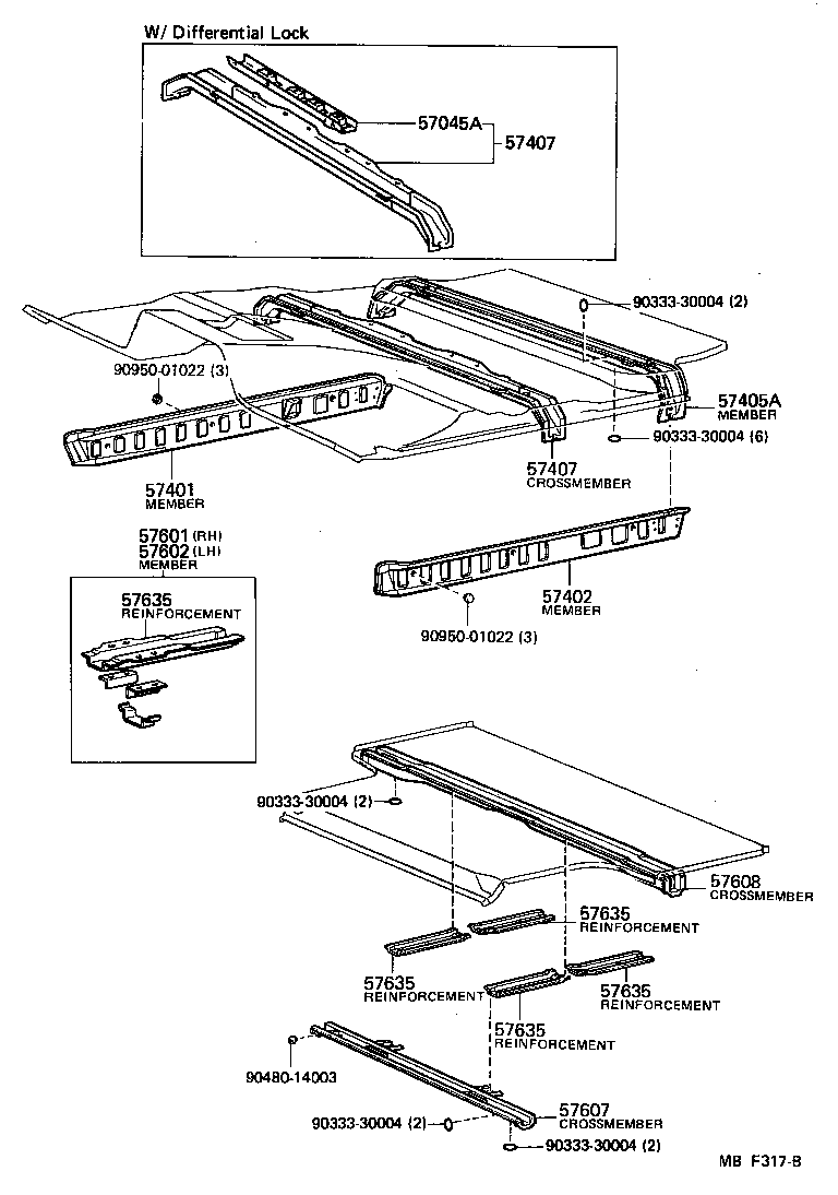 57601-90A00 MEMBER SUB-ASSY, REAR FLOOR SIDE, RH product image