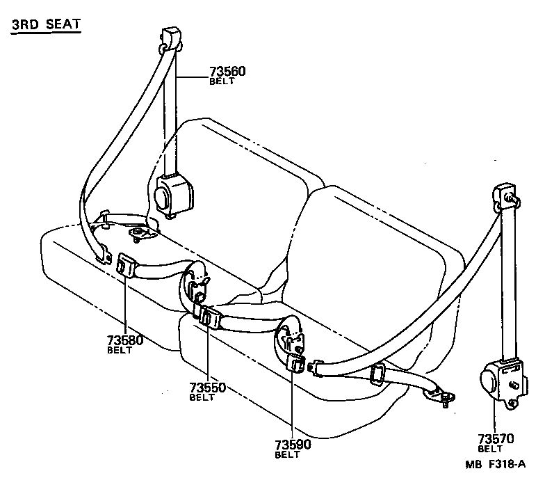 73210-90A03 BELT ASSY, FRONT SEAT OUTER, RH product image