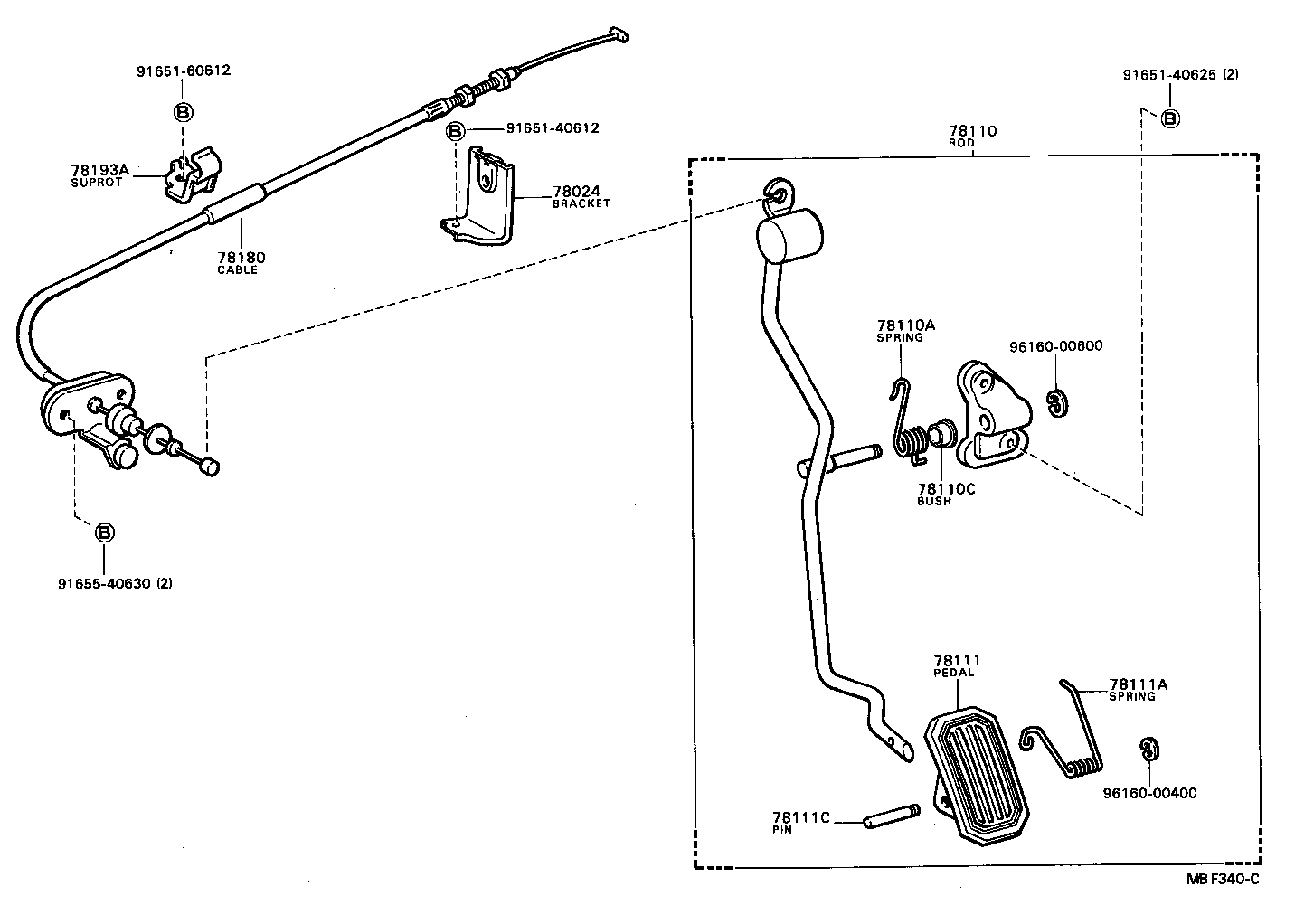 78193-32030 SUPPORT, ACCELERATOR CONTROL CABLE, NO.3 product image